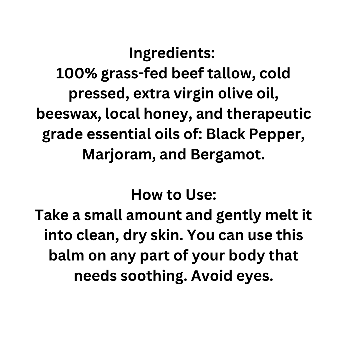 Beard and Body Tallow Balm made with Black Pepper, Marjoram, and Bergamot Essential Oils, 2 oz.