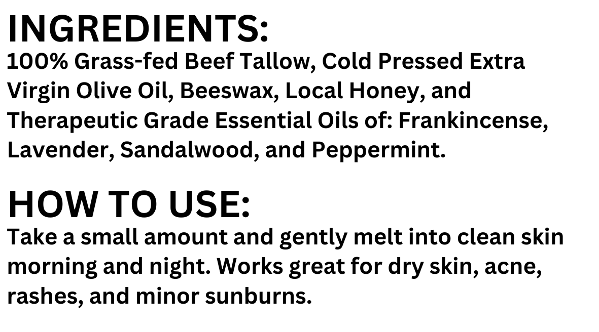 Sun Protection Trio- Tallow Sun Protection Balm 4 oz., Tallow Sun Protection Face Stick, .5 oz., and After Sun Care Tallow Balm 2 oz.