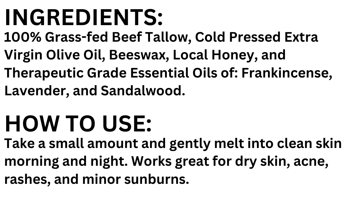 Tallow and Honey Face Balm, 2oz