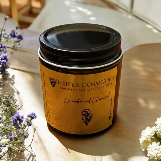 Magnesium Infused Whipped Tallow Lotion with Lavender and Chamomile, 4 0z.