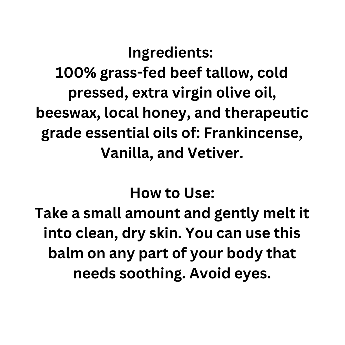 Beard and Body Tallow Balm made with Frankincense, Vanilla, and Vetiver Essential Oils, 2 oz.
